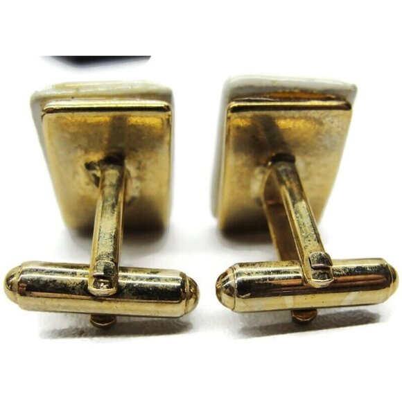 King of Spades Porcelain Cufflinks Gold Tone Tux Shirt Dress Suit Vintage - Picture 9 of 11
